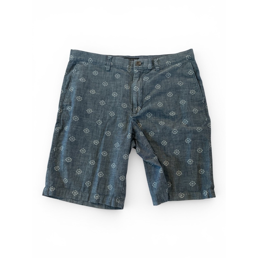 Banana Republic Chambray Shorts Mens 34 Blue Geo Print Preppy Summer